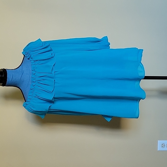 Gorgeous Aqua Ruffled Blouse - Picture 1 of 6